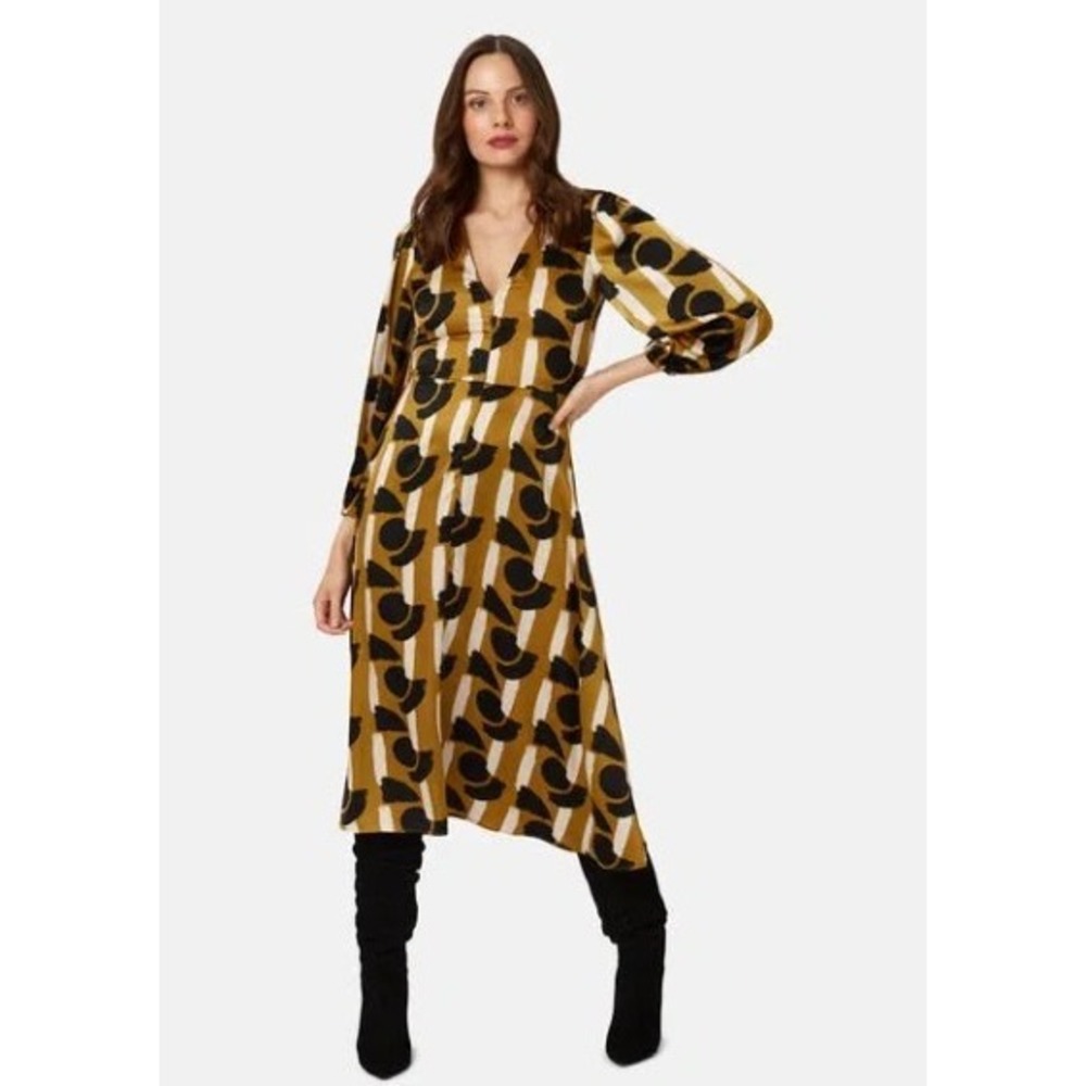 Traffic People Aurora Dress Size S | Black Gold White | Elegant Party Dress